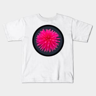 Pink Cactus Dahlia Flower Circle Frame Kids T-Shirt